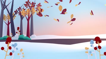 原版卡通童话森林落叶秋天