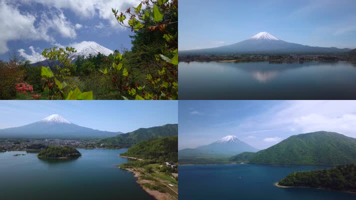 日本富士山下湖畔风光