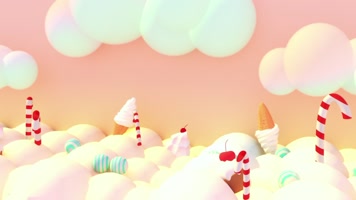 原版卡通糖果棉花糖循环背景