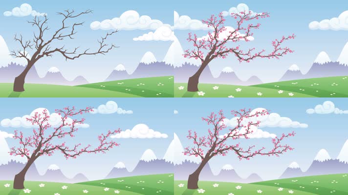 原版卡通冰雪消融春暖花开