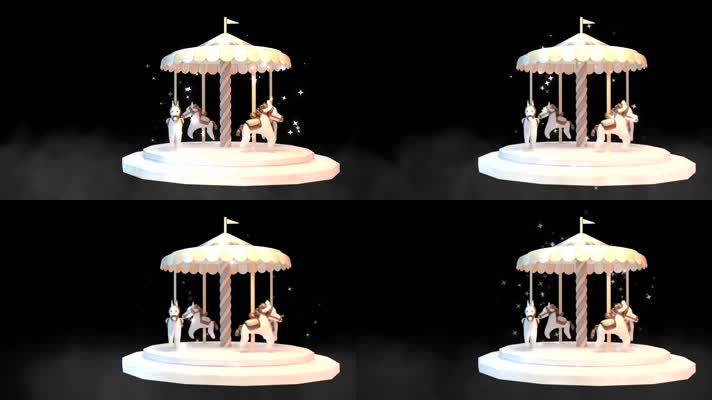 原版卡通旋转木马alpha循环