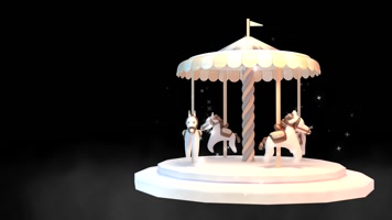 原版卡通旋转木马alpha循环