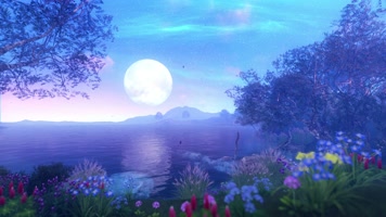 原版唯美圆月湖泊循环LED