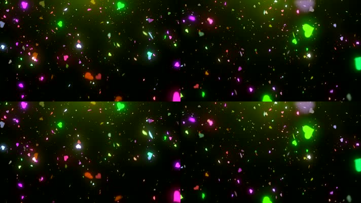 唯美荧光爱心飘落