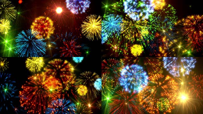 梦幻粒子五彩烟花背景循环