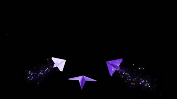 三维紫色纸飞机通道循环