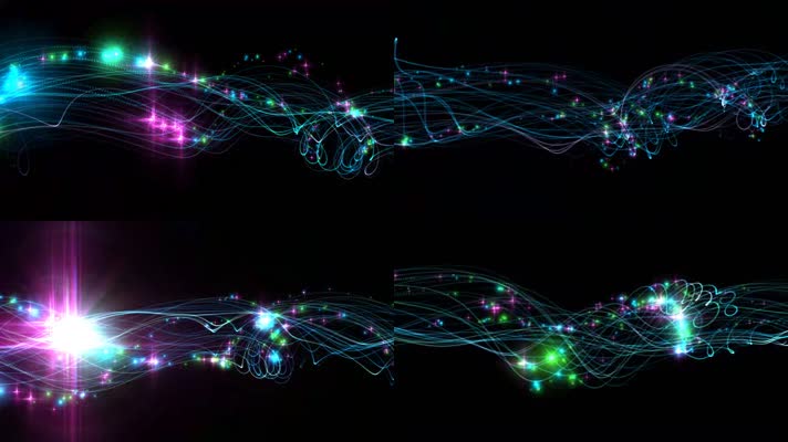 梦幻七彩粒子线条闪光