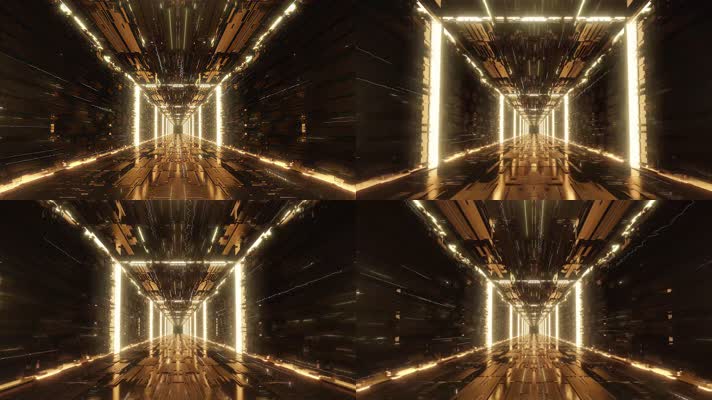 金色隧道灯光LED舞台背景素材