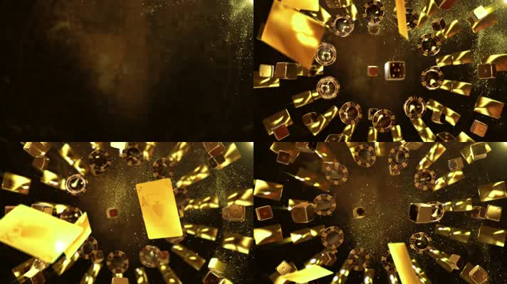 金色骰子扑克牌筹码素材