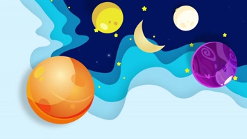 卡通梦幻太空星球背景循环