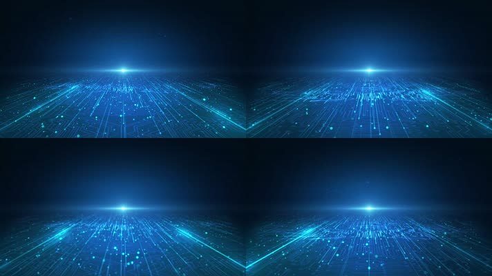 蓝色科技空间粒子线条背景循环