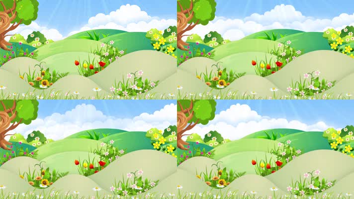 卡通阳光草地背景循环