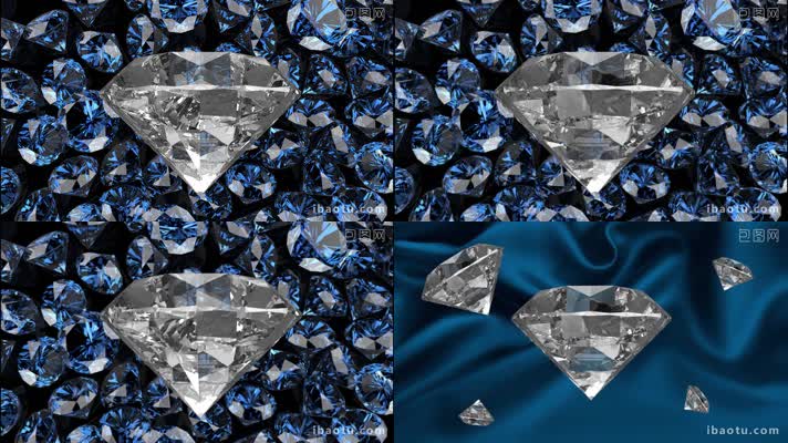 晶莹剔透的钻石循环视频素材，带透明通道