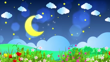 卡通夜晚星星月亮背景循环