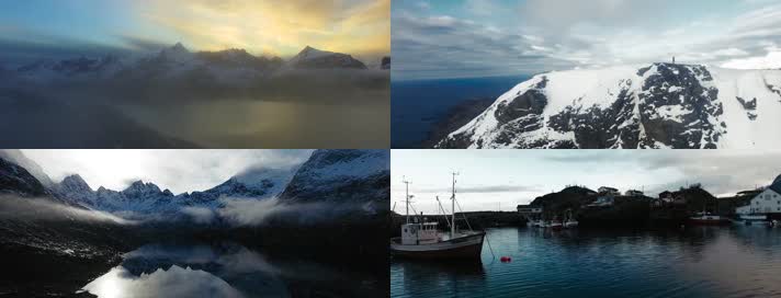 航拍挪威震撼雪山风景