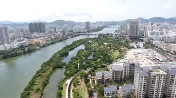 高清实拍航拍三亚城市自然风光视频素材