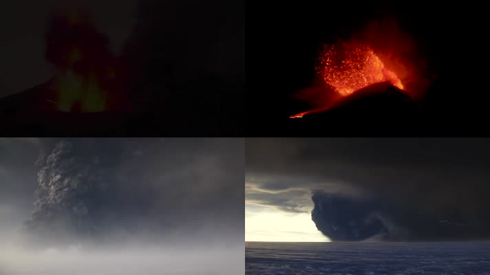 火山喷发电闪雷鸣