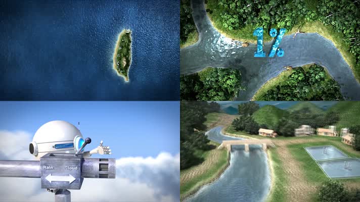 自然淡水资源循环三维动画