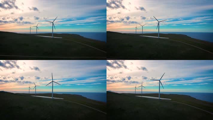 电力生产的风车延时拍摄慢动作