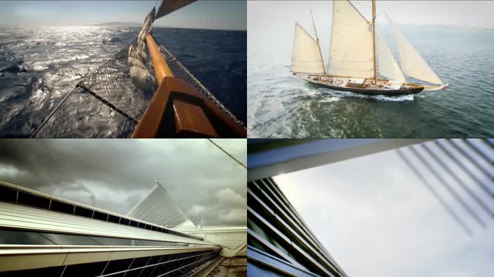 大气海上船帆展开实拍视频