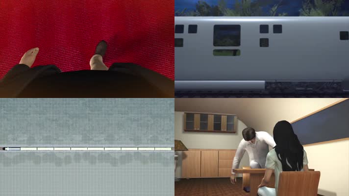 科技高铁火车豪华室内三维动画