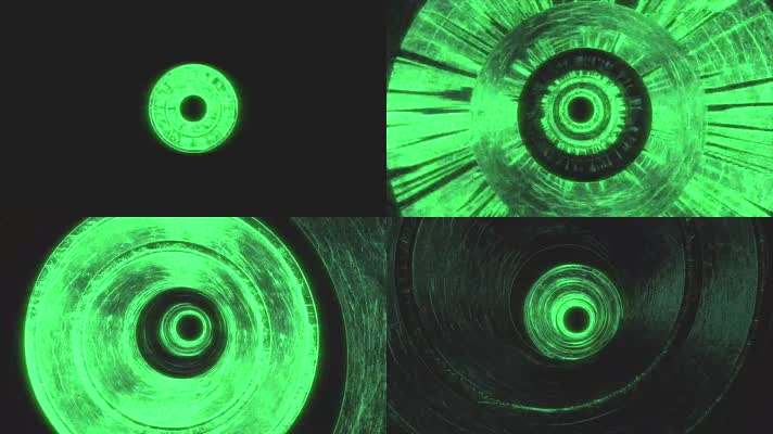绿色抽象发光隧道穿梭vj背景视频 