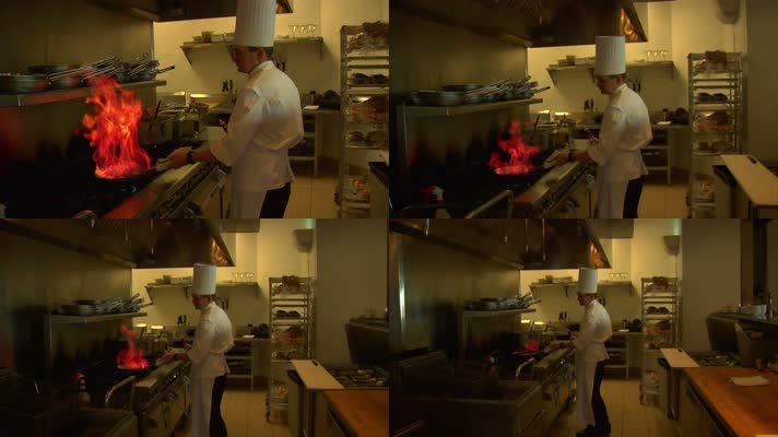 厨师在厨房制作食物视频
