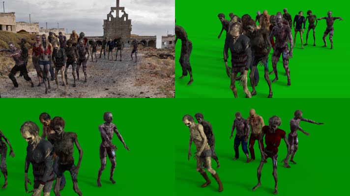 绿屏僵尸特效抠像合成素材
