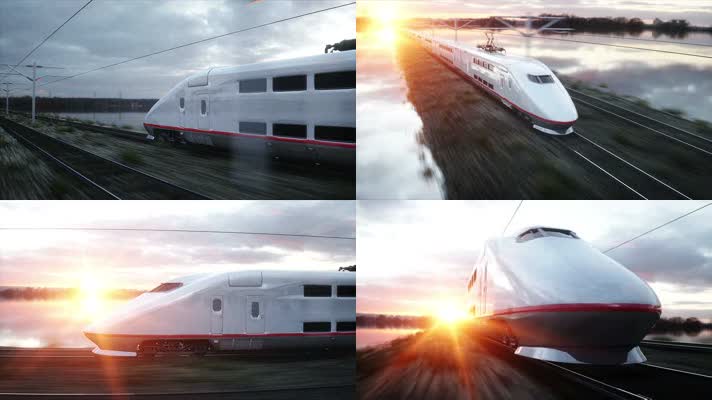 高速列车高铁动车火车动画视频