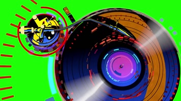 绿屏时尚dj复古转盘循环动画