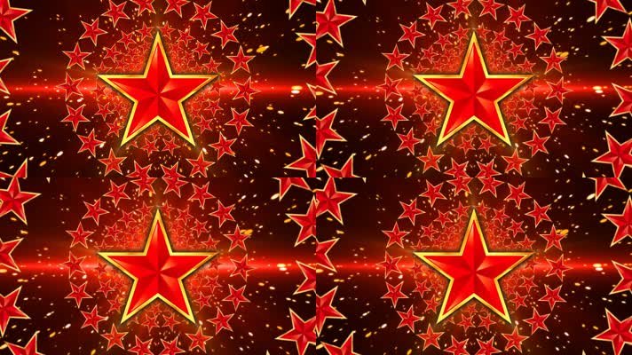 （无缝循环）中心放射红星闪闪五角星