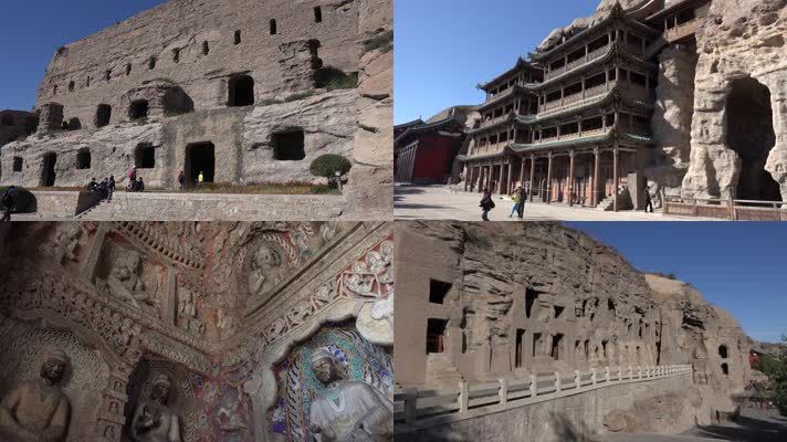 4K超清实拍山西云冈石窟宣传旅游视频素材