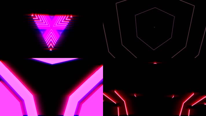 紫色抽象三角万花筒放射vj背景视频