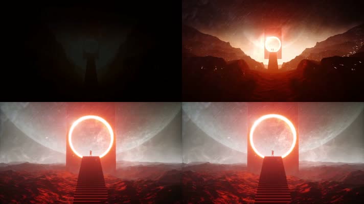 科幻时空星球山体变形vj酒吧夜店