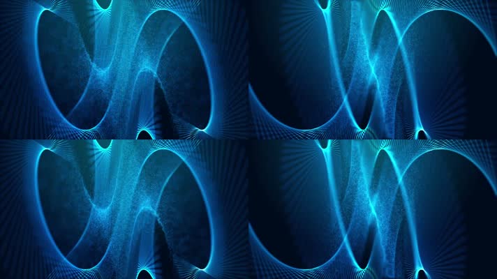蓝色抽象粒子线粒子波浪旋转循环动画