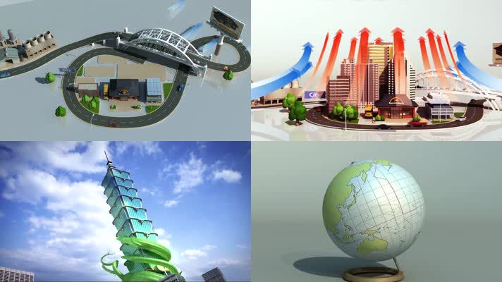 城市温室效应环境污染三维动画