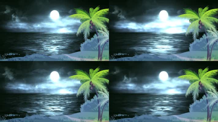 唯美浪漫海面月亮升起背景视频