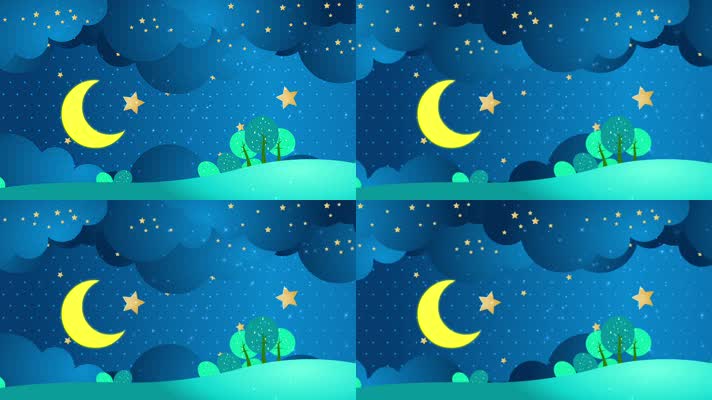 卡通夜晚星星背景循环
