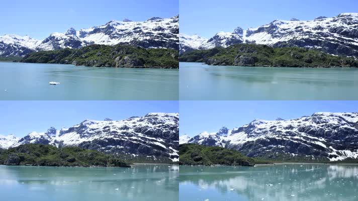 冰川冰山冰水海水融化的雪山风景实拍