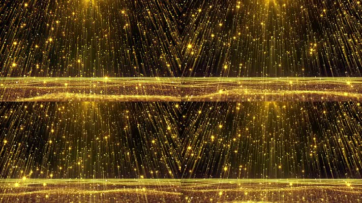金色粒子星空大海梦想舞台背景视频