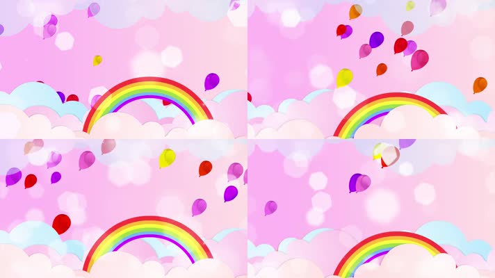 卡通天空气球彩虹背景循环