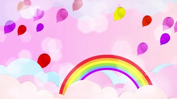 卡通天空气球彩虹背景循环