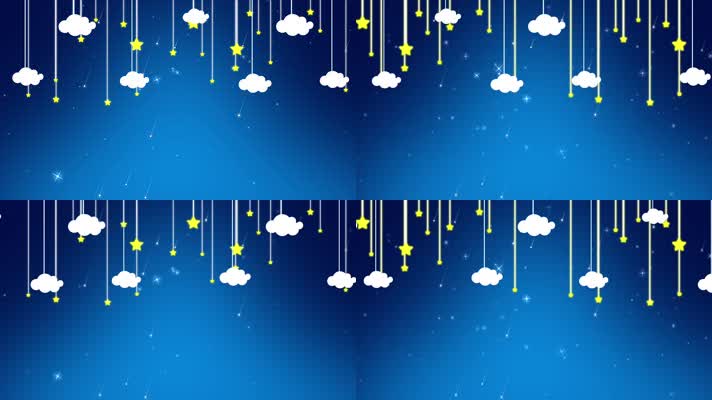 卡通夜晚星星白云流星循环背景