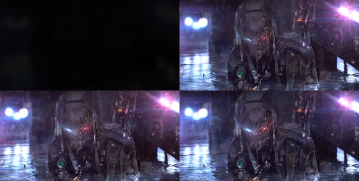 科幻机器人雨景灯光闪烁酒吧夜店