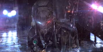 科幻机器人雨景灯光闪烁酒吧夜店