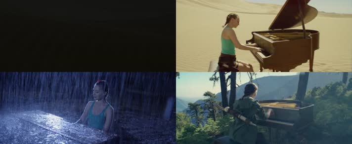 4K超美沙漠森林雨中琴艺意境演绎