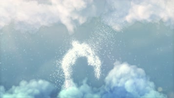 发光粒子鸟在云中飞翔