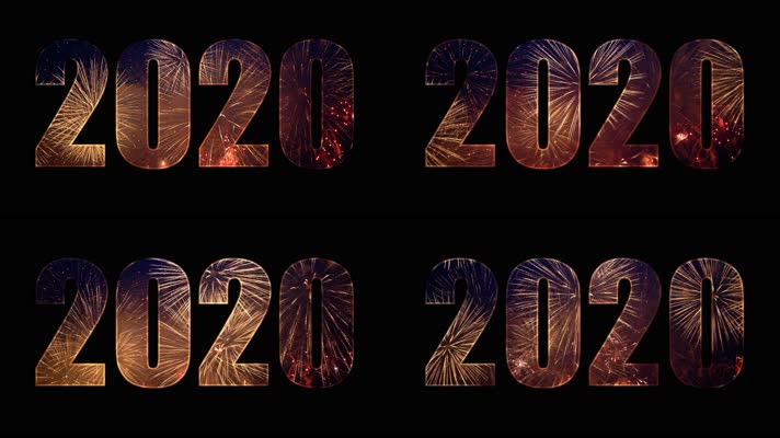 4K新年2020烟花透明背景