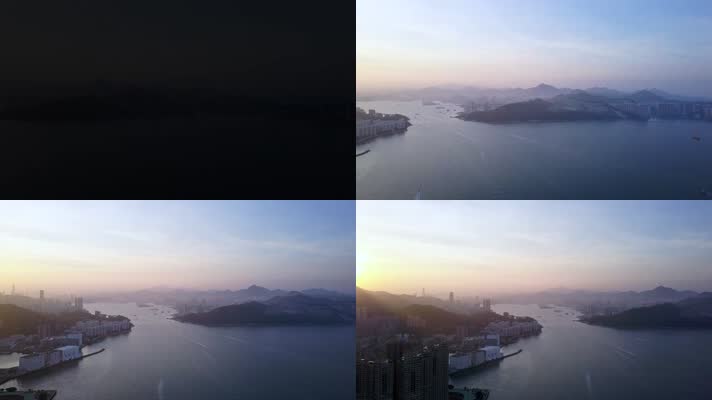 航拍香港日落