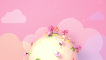 卡通场景 樱花树 六一儿童节 